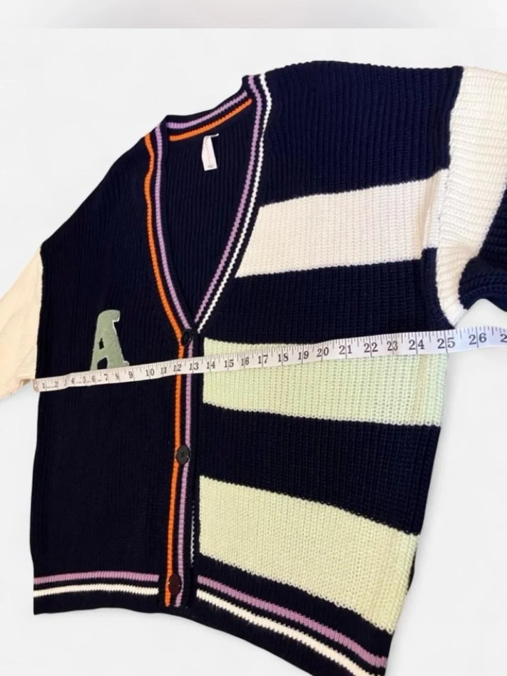 Anthropologie Daily Practice Oversized Varsity Colorblock Cardigan size L